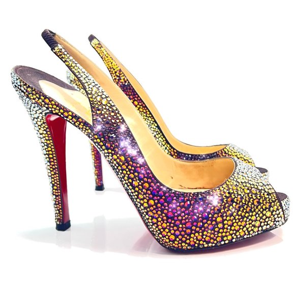 Christian Louboutin No Prive So Private Swarovski Volcano Strass Heels Euro 37.5